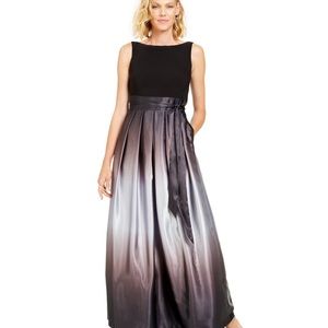 SLNY  Fashions Long Satin Burgundy Ombre Formal Dress with POCKETS!